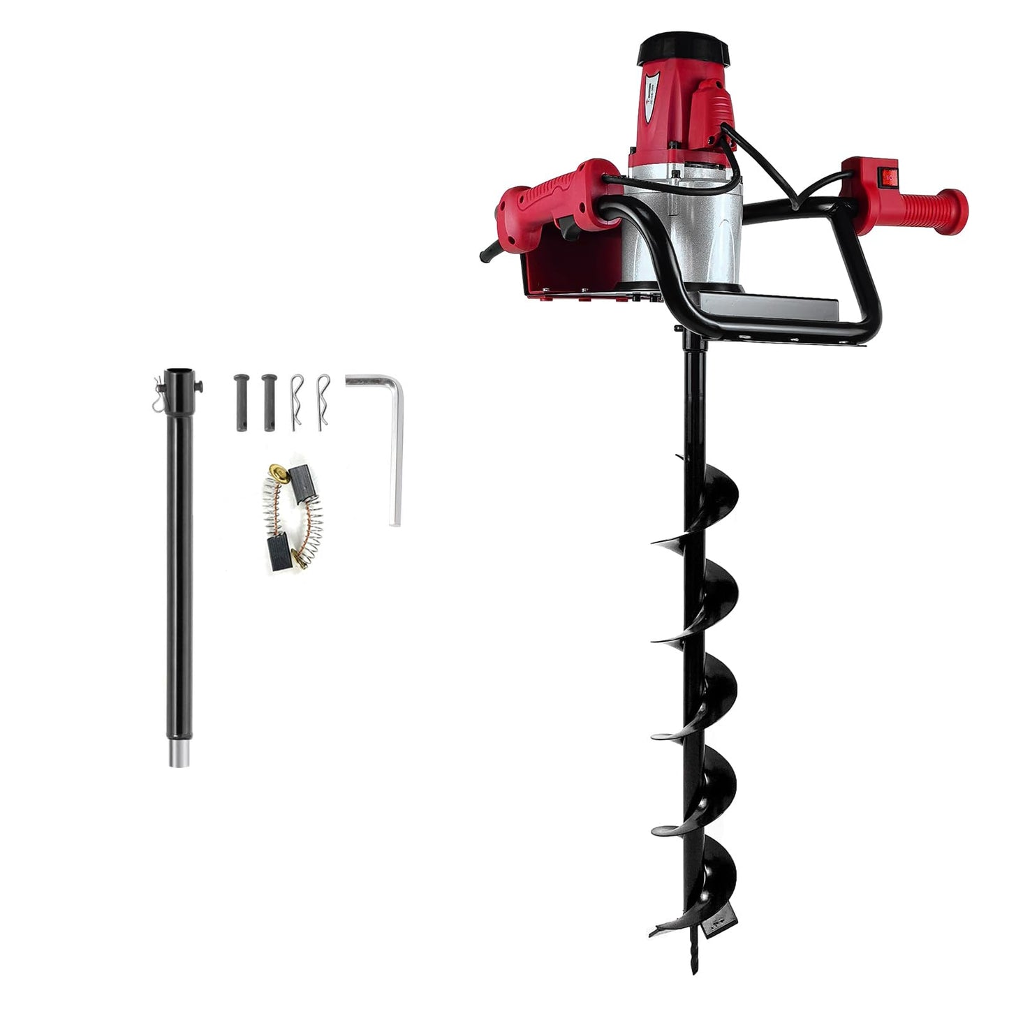 JKCHENPRO Earth Auger with Reverse Function, 1500W Electric Post Hole Digger with 6" Drill Bit, 110V Electric Powered Auger for Fence Posts, Tree Planting, Landscaping & Gardening