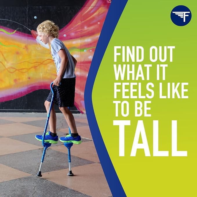 Flybar Maverick Walking Stilts for Kids - 5 Adjustable Height’s, Sturdy, Easy Assembly, Wide Non-Slip Rubber Bottom Tip, Foam Grips, Outdoor Toys for Kids 5+, 190 lbs
