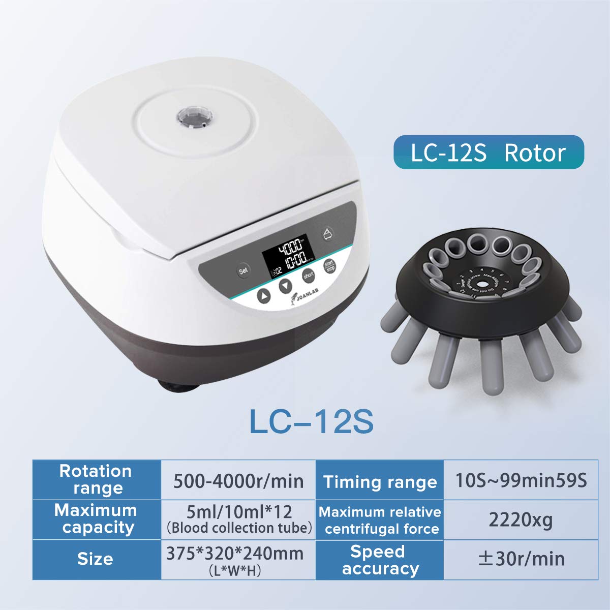 Digital Lab Centrifuge Machine for PRP Benchtop Centrifuge for Laboratory 12x5ml/10ml Tube,500-4000rpm w/Timer