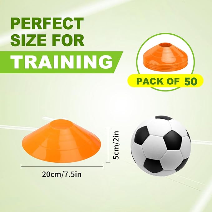 Ashsajkd(Set of 25/50/100 - Agility Soccer Cones with Carry Bag and for ï¼?Football Cones for TrainingFootball, Basketball, Coaching, Agility Cones for Indoor and Outdoor Games