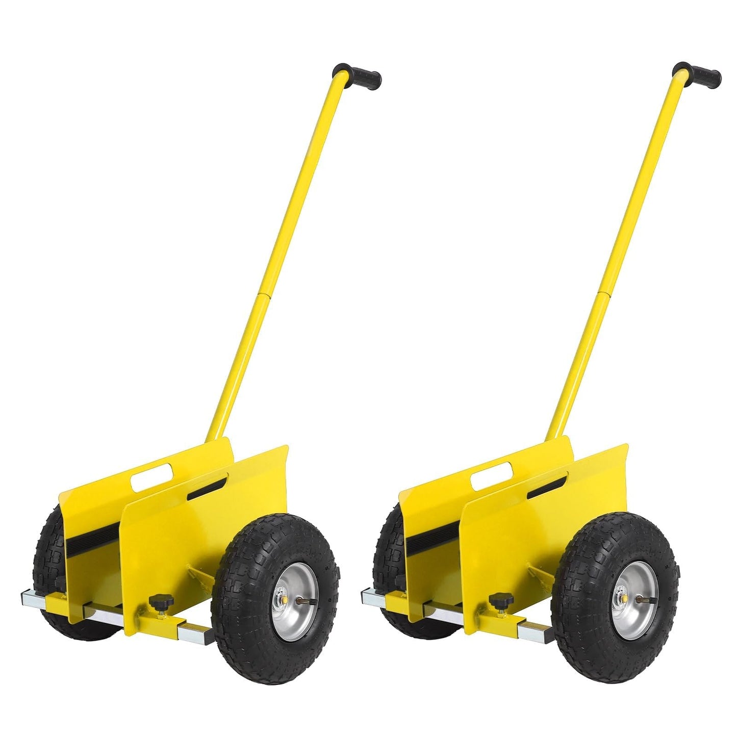 GlowSol Heavy Duty Panel Dolly - 660 lbs Capacity - Extended Handle - 10" Sturdy Rubber Wheels - Steel Trolley for Sheetrock, Plywood, Doors, Fences - Industrial Cart - 2PC Yellow