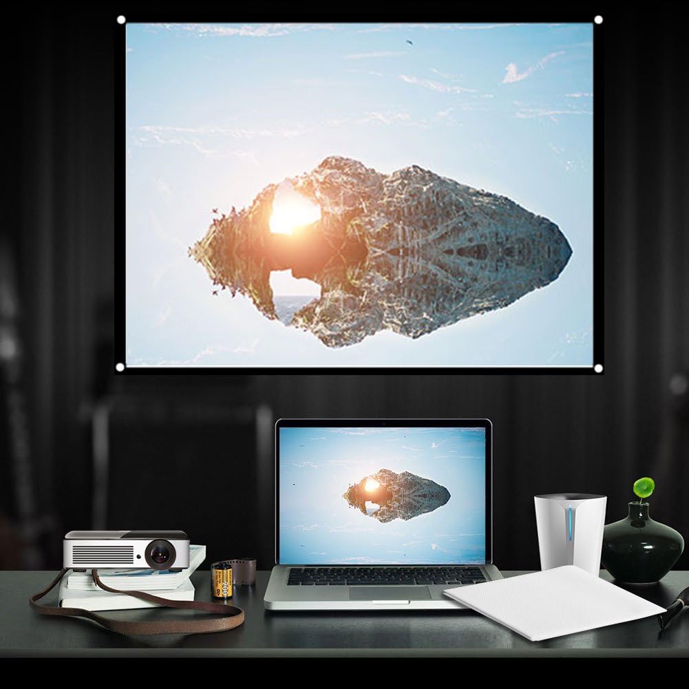 Yosoo Health Gear 16:9 40 120 inches (72in) Projection Screen Indoor Outdoor Projector Curtain, Thicken Portable White