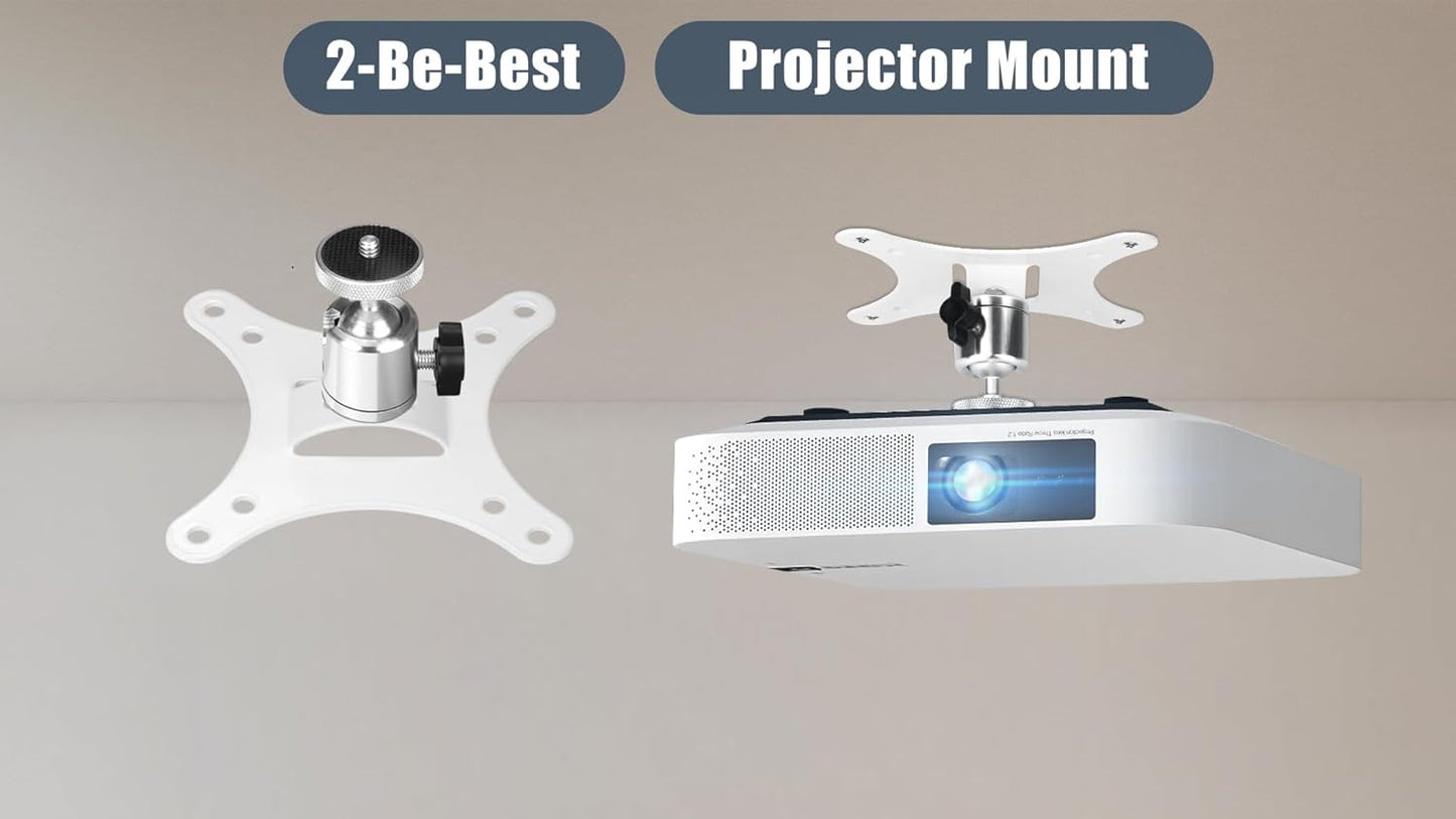 2-Be-Best Projector Mount Mini Projector Ceiling Mount Adjustable Bracket Universal Mounts for Mini Projectors White
