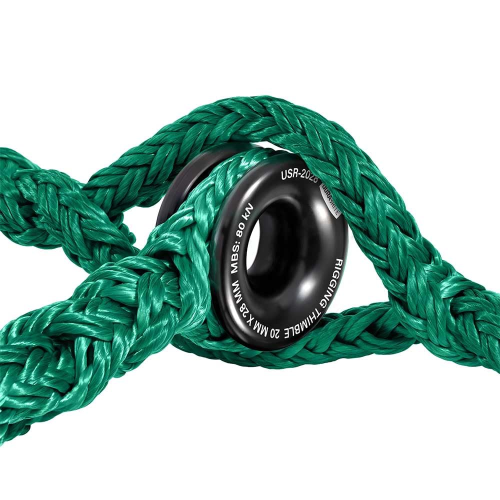 Pelican Rope Arborist Sling, USA Made 3/4" 10 FT Adjustable Rigging Block Sling with Aluminum Ring - Single-Head, 20,000 LBS MBS / 2,000 LBS WLL, 12 Strand Green Polyester, Tree Climbing Gear