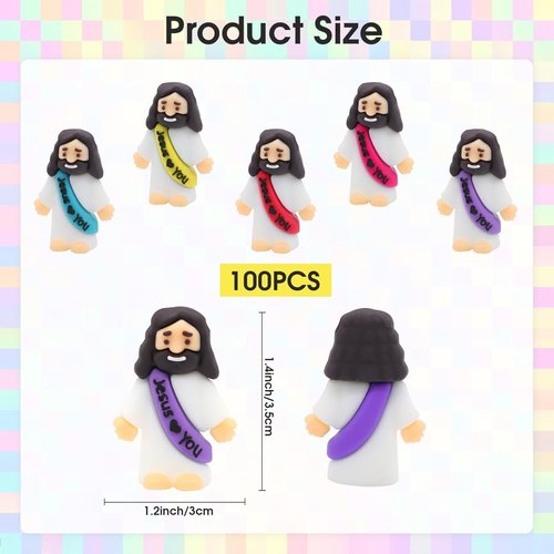 Little Jesus Figurines | 100 Pack of Pocket-Sized Jesus Figures for Church Events & Baptism Gifts
