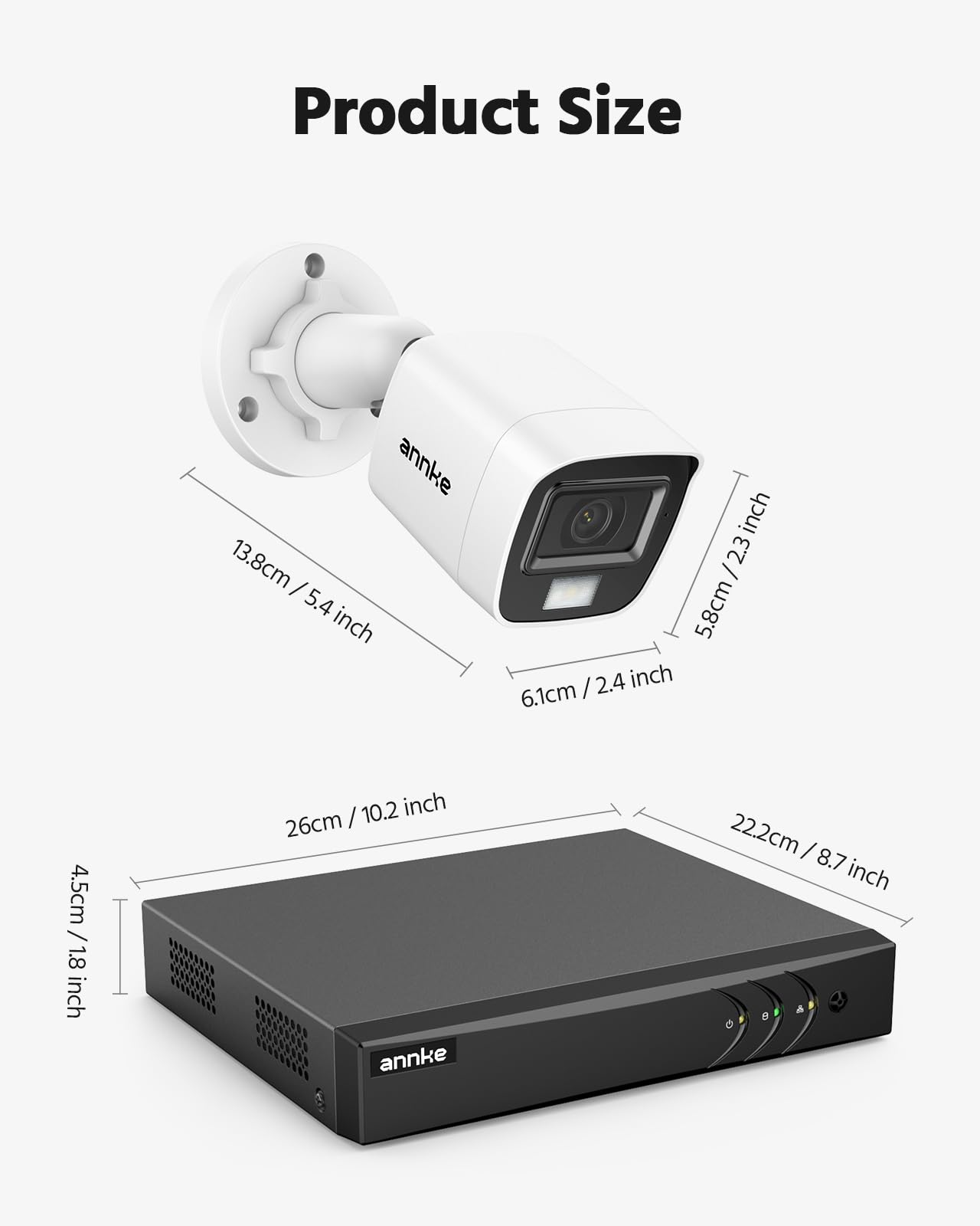 ANNKE 8CH 3K Lite Wired Security Camera System, H.265+ DVR with AI Human/Vehicle Detection, 4X 1080p CCTV Bullet Cams, Smart Color Night Vision for Outdoor Surveillance, IP67, No Hard Drive Disk