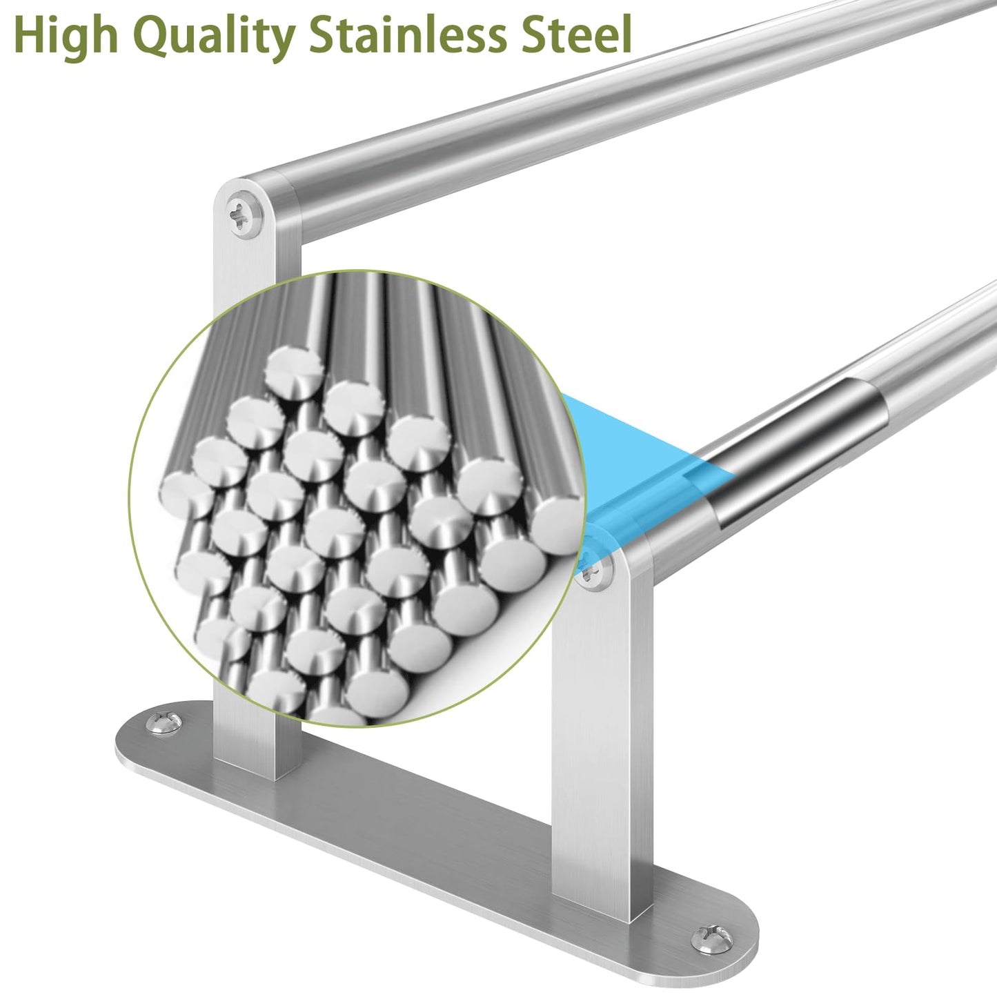Towel Rack for Bathroom, Double Towel Bar 24Inch, Stainless Steel Bathroom Towel Holder, Double Towel Hanger Wall Mounted Towel Rod, Bathroom Towel Rack(Brushed Nickel)