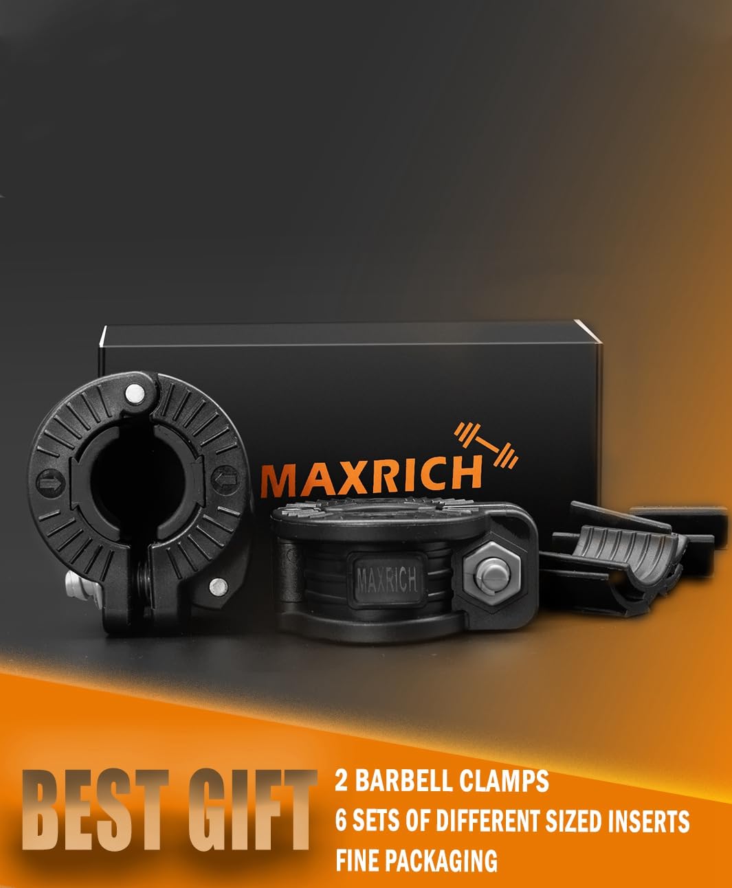 MAXRICH Barbell Clamp 1 inch Multiple Sizes & Adjustable Weight Clips for Barbell Quick Release Barbell Clips|Barbell Collar Bar Locks for Weight Lifting (Black 0.9-1.18inch)