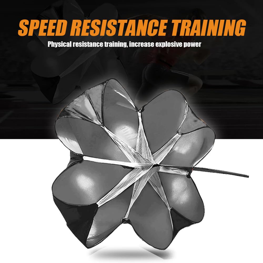 Nusogon Running Speed Training, 56 inch Speed Drills Resistance Parachute Running Sprint Chute Soccer Football Sport Speed Training（Black）
