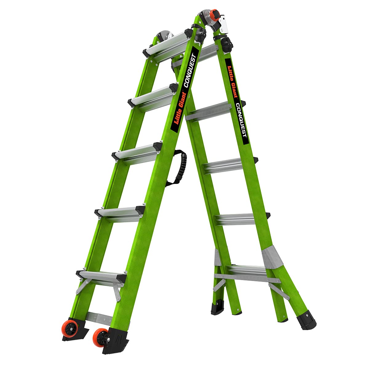 Little Giant Ladders Conquest 2.0 22ft Multi-Position 300lb Fiberglass Ladder Bundle with Aluminum Work Platform Accessory