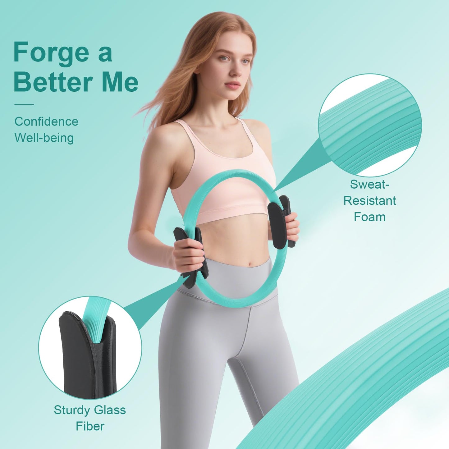 VIJLXI Pilates Kit, Home Pilates Equipment with Pilates Ring, Ball & 4 Resistance Bands, Core Strength Training for Flexibility & Muscle Toning