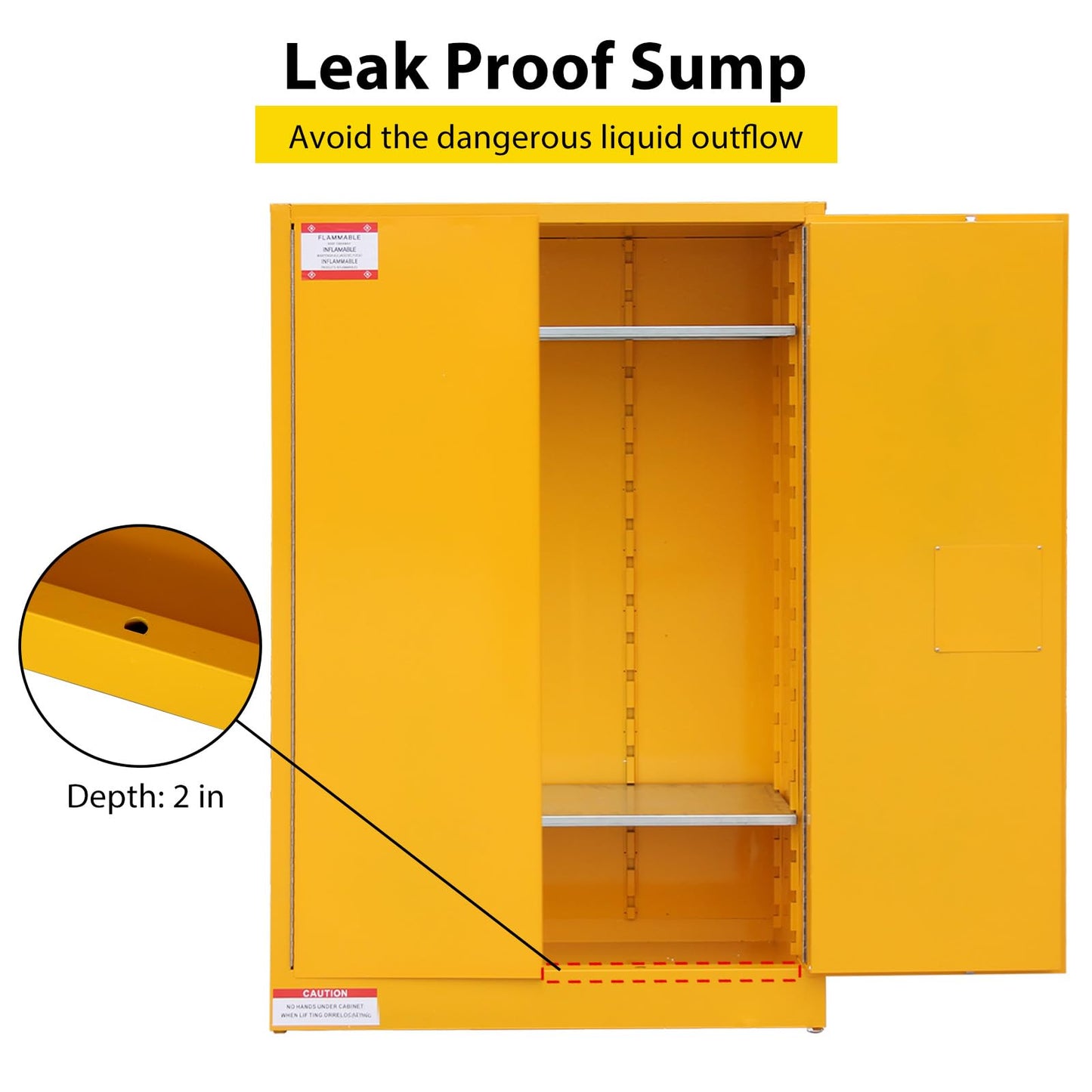 PeacefulHues 45 Gal Flammable Safety Cabinet, Large Capacity Flammable & Chemical Storage Cabinet, Heavy-Duty 2-Door Fireproof Cabinet for Industrial Warehouse, Factory, Workshop