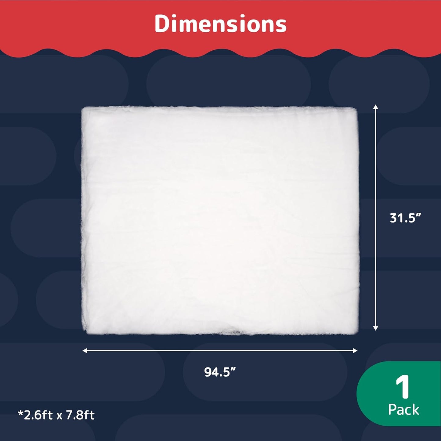 Pretex Artificial Snow Roll - Large Fluff for Christmas Village Displays | 94"x31" Thick White Blanket for Holiday Décor