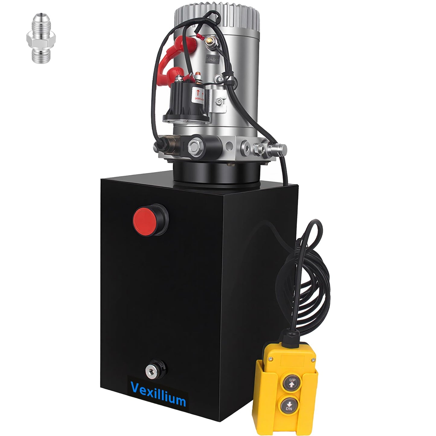 Vexillium 12 Quart Hydraulic Power Unit, Single-Acting Electric Hydraulic Pump, DC 12V 3200 PSI, Metal Reservoir for Dump Truck & Dump Trailer Hydraulic Systems