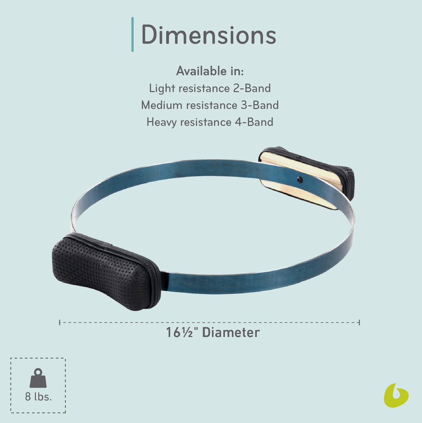 Balanced Body Spring Circle, Workout Ring, Pilates Reformer Accessory, Pilates Equipment for Home Gym or Pilates Studio Use, Medium 3-Band Resistance