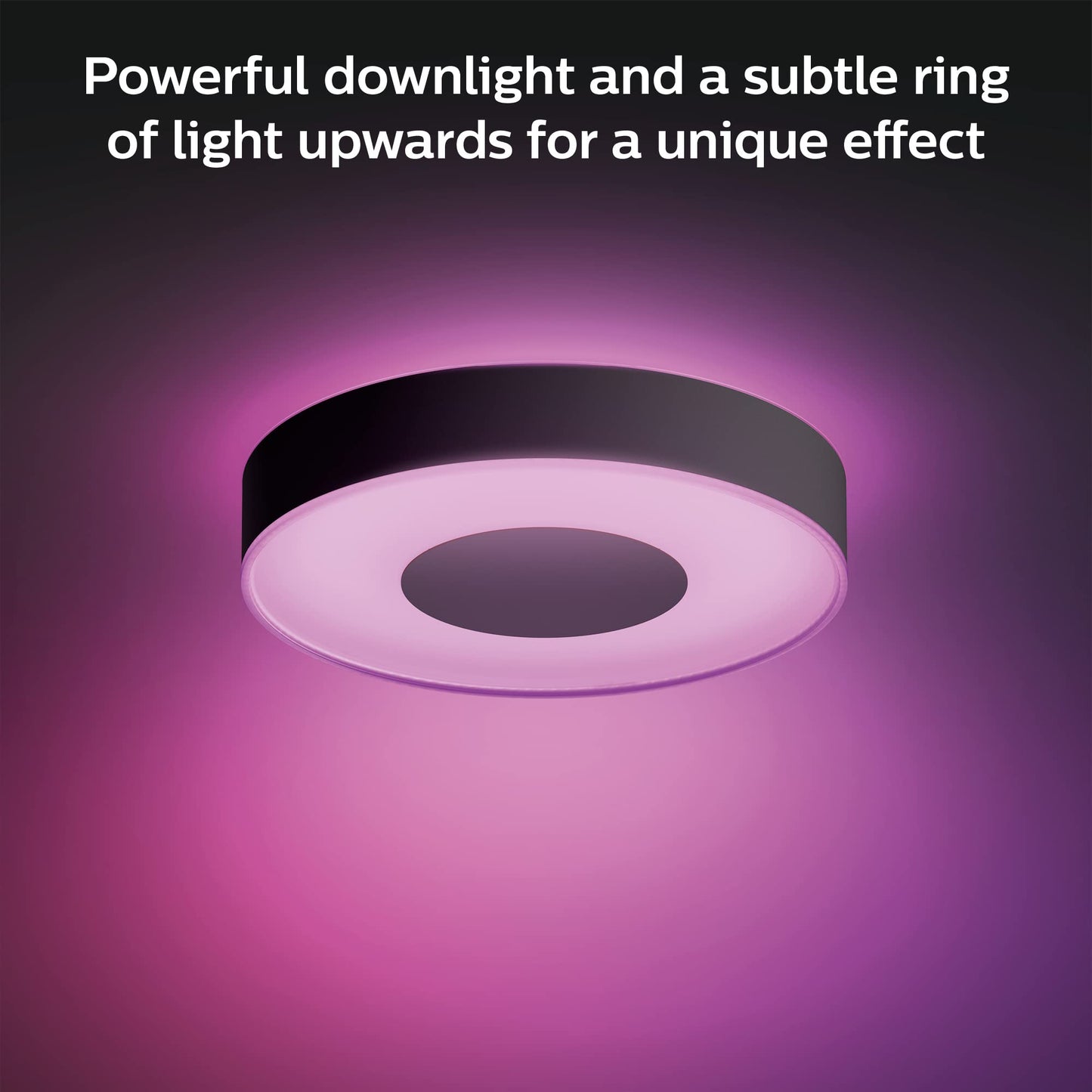 Philips Hue Infuse Medium Ceiling Lamp, Black - White and Color Ambiance Color-Changing Smart LED Light - 1 Pack - Control with Hue App - Compatible with Alexa, Google Assistant, and Apple Homekit