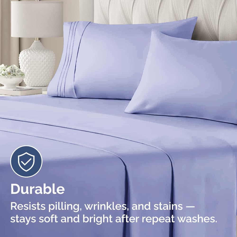 Skiennix Standard Pillow Cases Set of 4 - Ultra Soft Hotel Quality Covers - Lavender Machine Washable