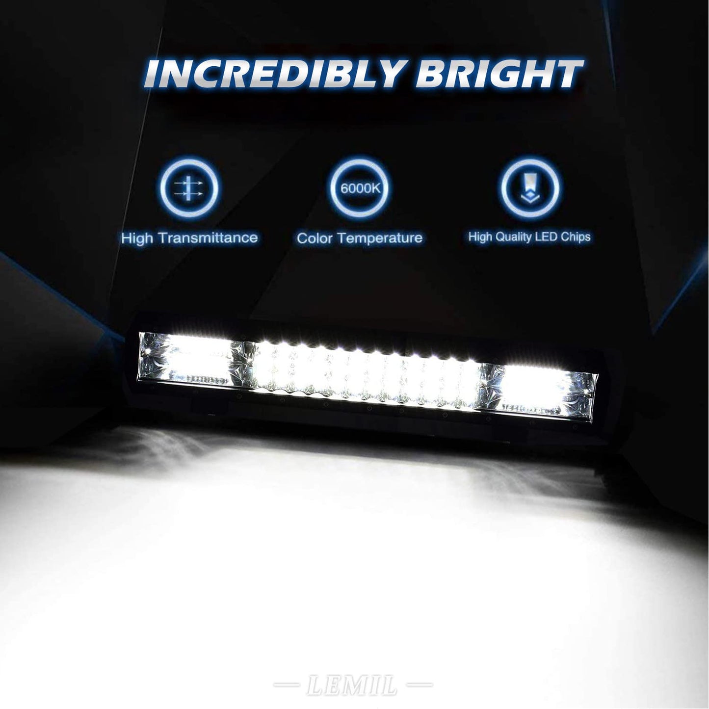 LEMIL LED Light Bar 18'' 252W Magnetic Light Triple Row Lights Cigarette Lighter Plug Flood Spot Combo Beam 12V Work Light High Power Wire Harness Kit Fog Driving Light Offroad Truck 4x4 Pickup ATV