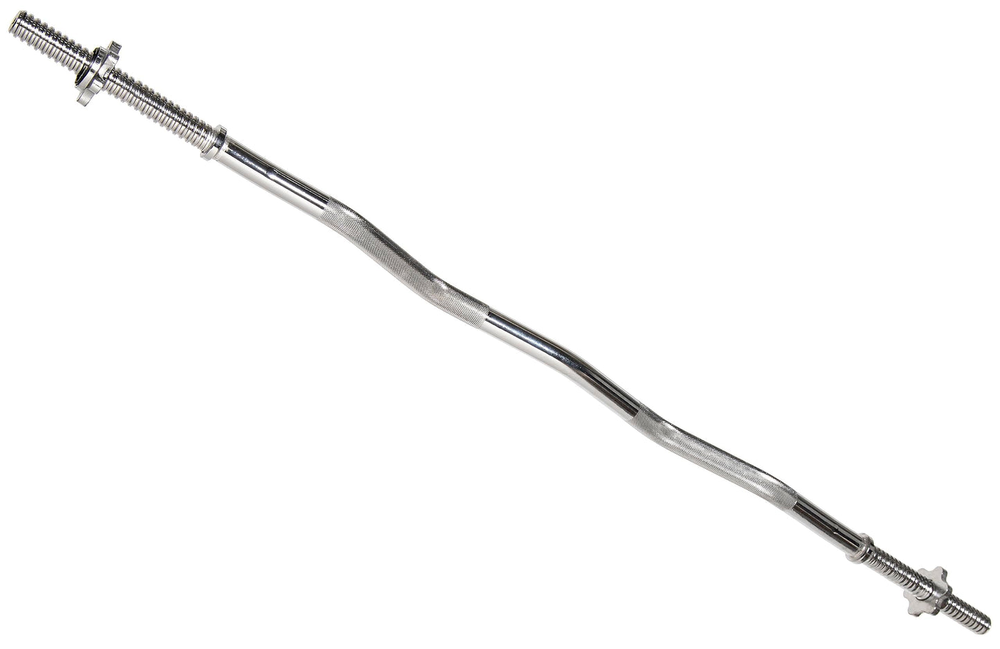 Fitvids 1 Inch Standard Barbell Bar, 48" Threaded Curl Bar with Star Locks for Weight Lifting, Chrome