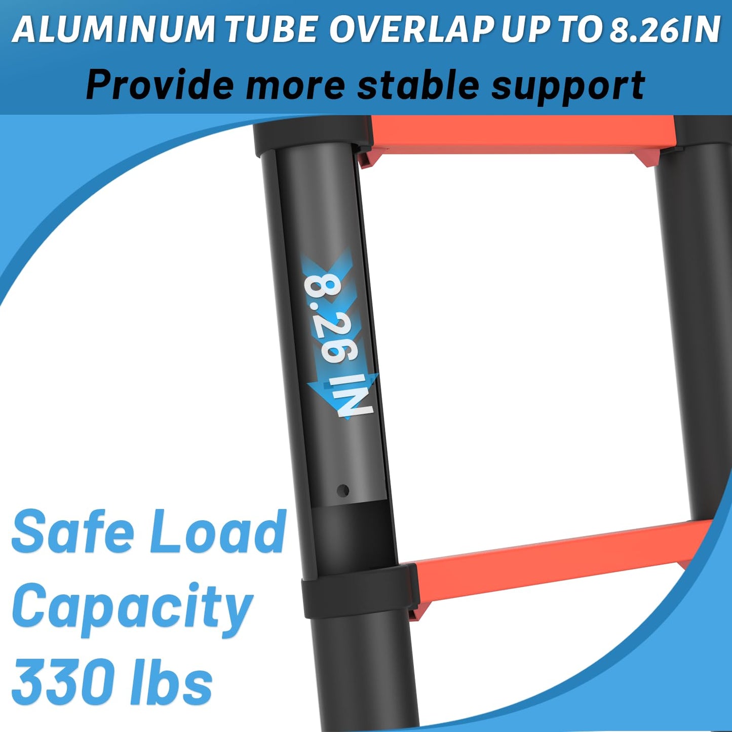 Telescoping Ladder, 10.5FT Extension Ladder，One-Step Collapsible, Aluminum Ladder for RV Home Outdoor, 330lbs Max Capacity