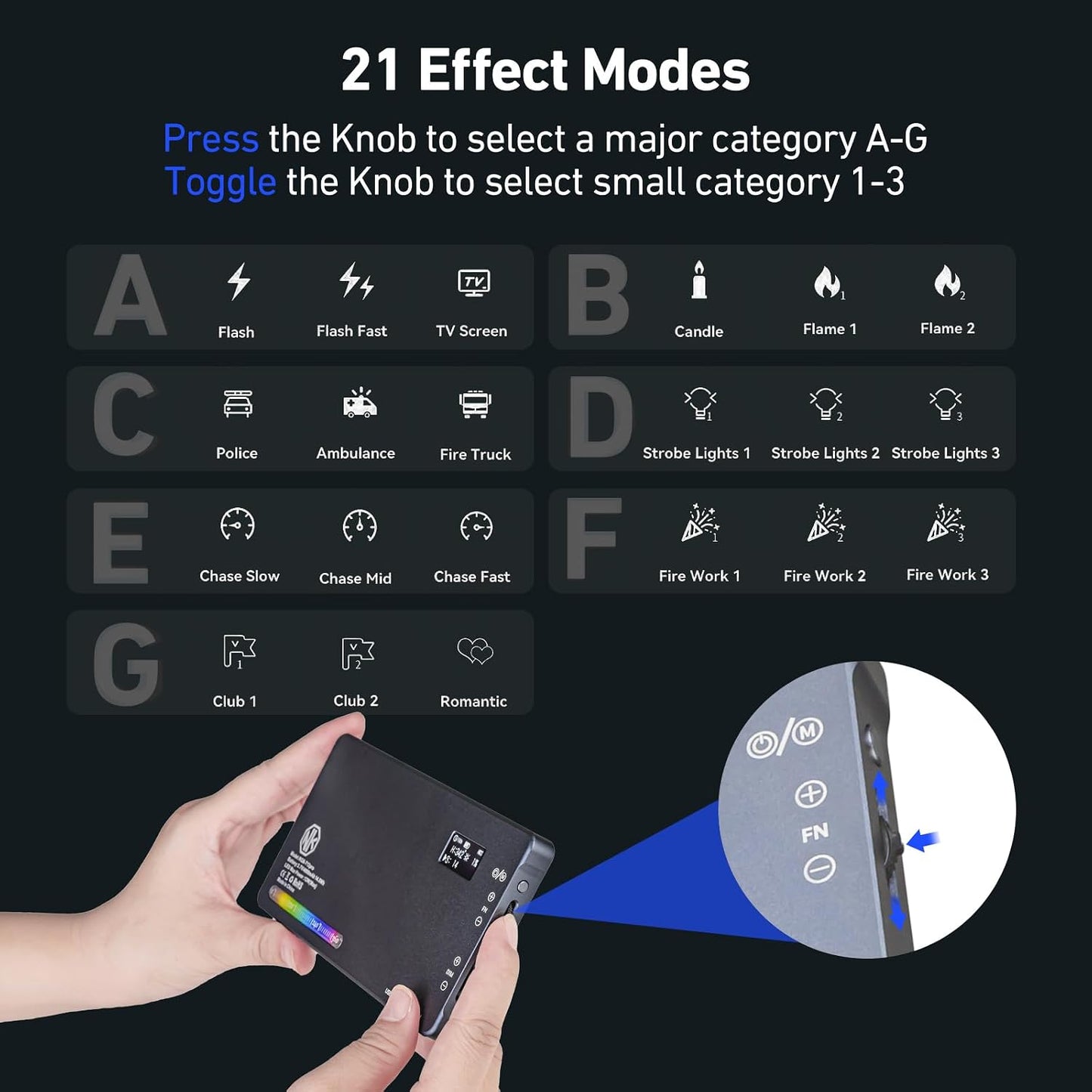 Nagnahz T12 Light,12W 2500-8000K, 4000mAh 21 96+, Pro RGB Video Portable LED Camera Light with Rechargeable Battery
