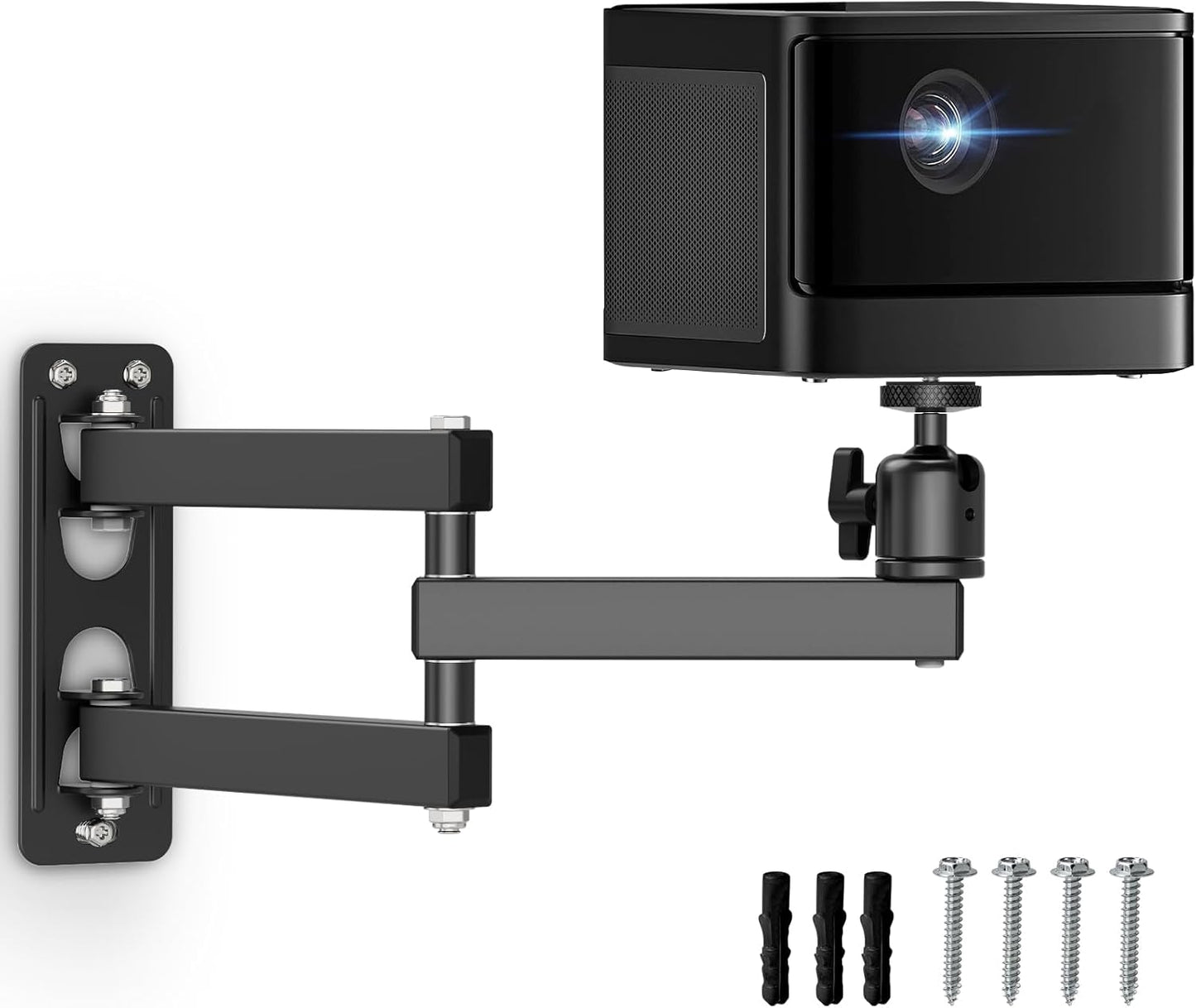 JUBOR 360 1/4" Projector Wall Mount, Rotation Adjustable Projector Webcams Stand with Ball Head, Devices Bracket Holder