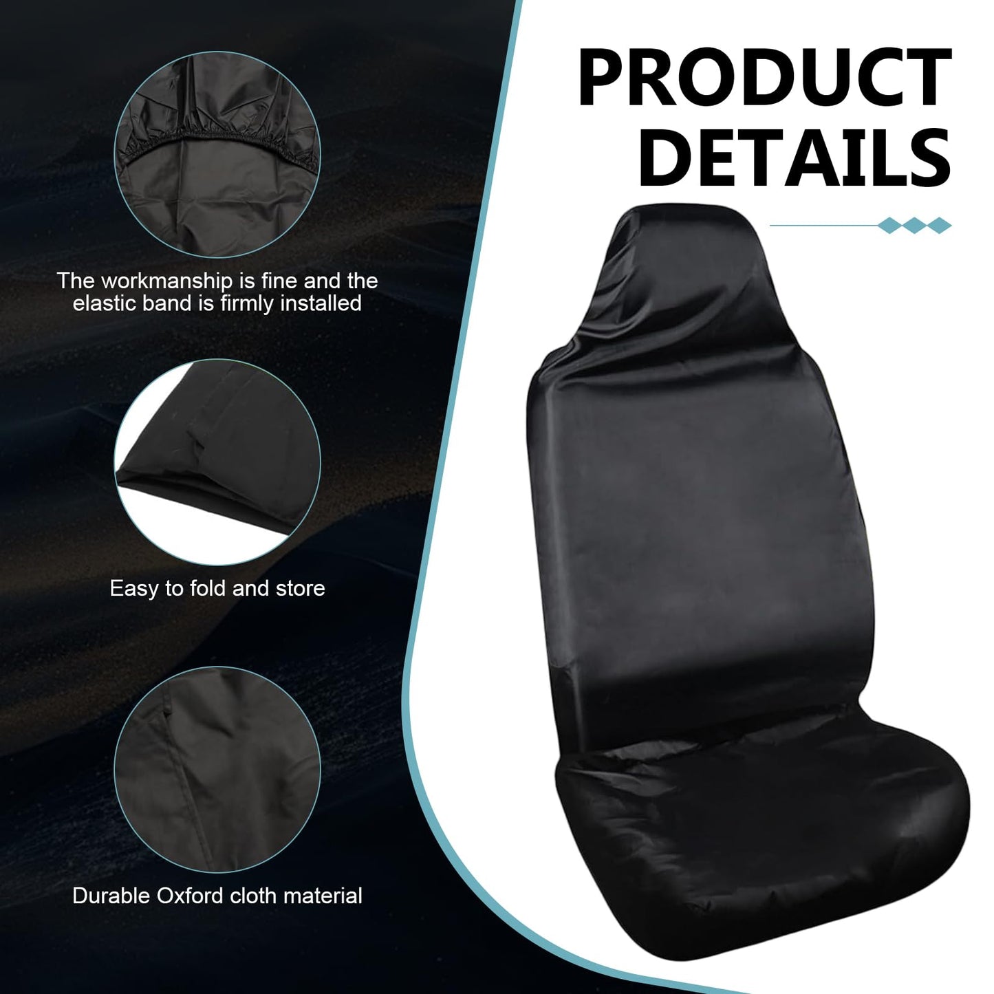 Ypoyney 2PCS Car Seat Cover Protector, Waterproof Stain Resistant Front Seat Protective Cover, Washable Oxford Seats Protectors for Gym Workout, Running, Beach and Hiking,Fit for Cars, SUVs, Trucks