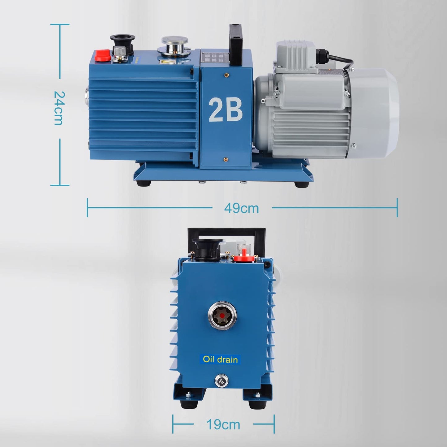 stonylab Two Stage Rotary Vane Vacuum Pump, 2L/s Flow Rate (4.24 CFM), 0.8L Oil Capacity, for Lab/Industrial Use, 110V
