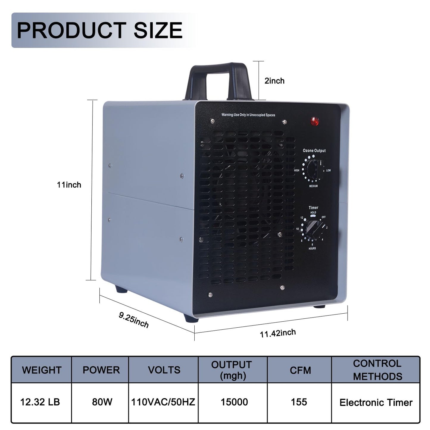 0zone Generator, 4500 Sq/Ft Portable 0zone Machine Ionizer for Commercial, Industrial, Car, Home, Basement