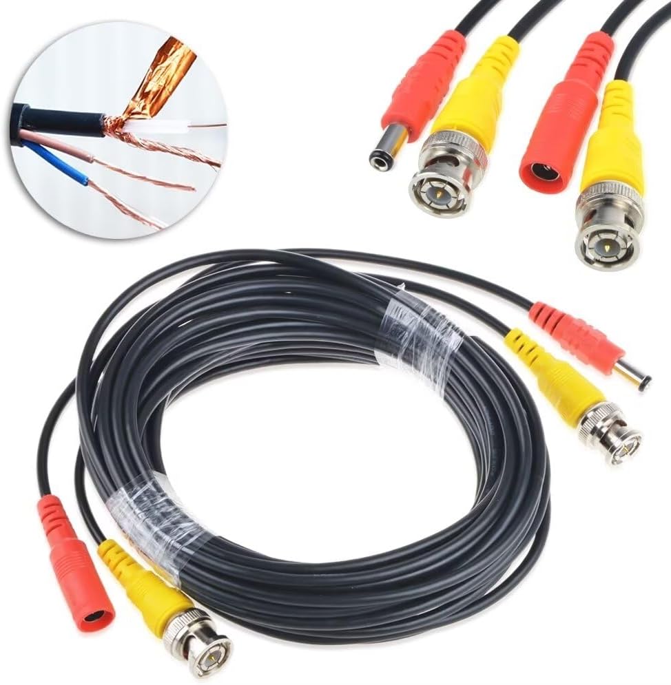 MDCGPower 50ft Black BNC Video Power Siamese Cable Compatible with Analog AHD CVI CCTV Camera DVR Kit