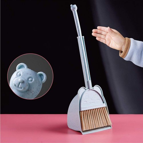 MAYEV Mini Broom with Dustpan for Kids,Little Housekeeping Helper Set (Blue)