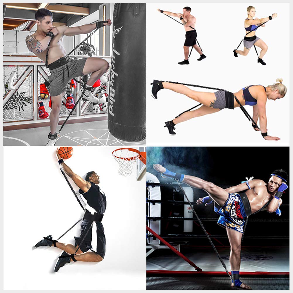 Boxing Training Resistance Band Set Leg Strength and Agility Training Strap System for Boxing,MMA,Muay Thai,Karate Combat, Basketball,Football Build Speed and Strength for Hitting (250lb Orange)