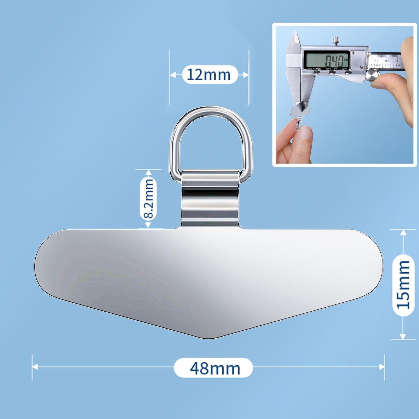 2 TENOC Metal Phone Tether Tab, Metal Phone Patch, Universal Cellphone Lanyard Pad for Full Phone Cases, x Sliver