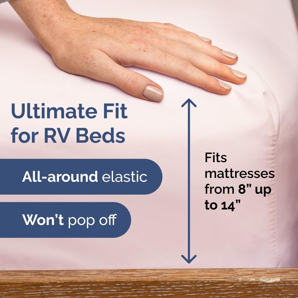 RV Short Queen Sheet Set - Soft, Breathable & Cooling 4-Piece Bedding for Trailers | Fits 8” to 12” Mattresses - Lavender Pink