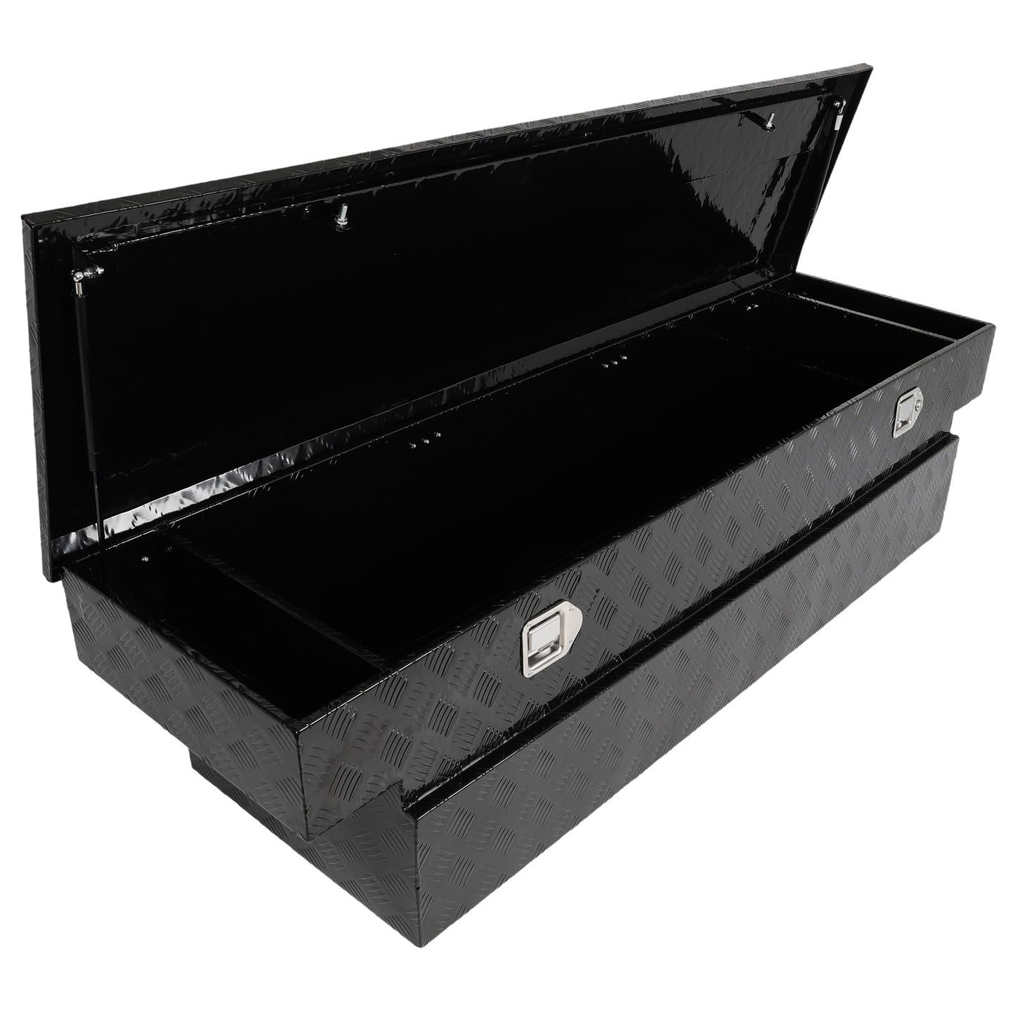 SCITOO 69" Aluminum Diamond Plate Truck Bed Tool Box,Heavy Duty Crossover Storage for Most Full Size Pickups,Lockable Weatherproof Chest,Fits 69"WX20"DX20"H Truck Beds,Easy Access to Load and Unload