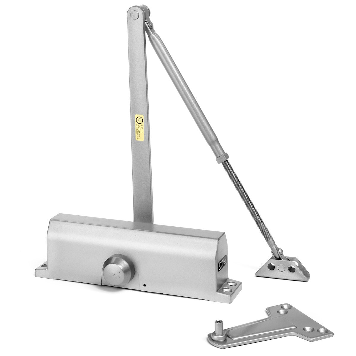 Dynasty Hardware Door Closer, Commercial Hydraulic Closer, Self-Closing, Spring Size 3, Surface Mount, Sprayed Aluminum, Series 3000