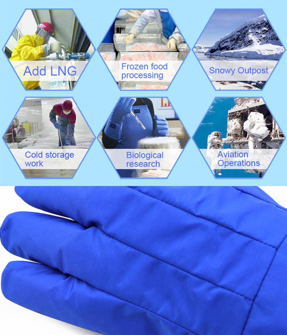 ThreeH -436℉/-260℃ Low-Temperature Gloves Liquid Nitrogen-Resistant Frost-Proof Low-Temperature Freezer Room Industrial Safety Frozen Gloves L,27inch/68cm