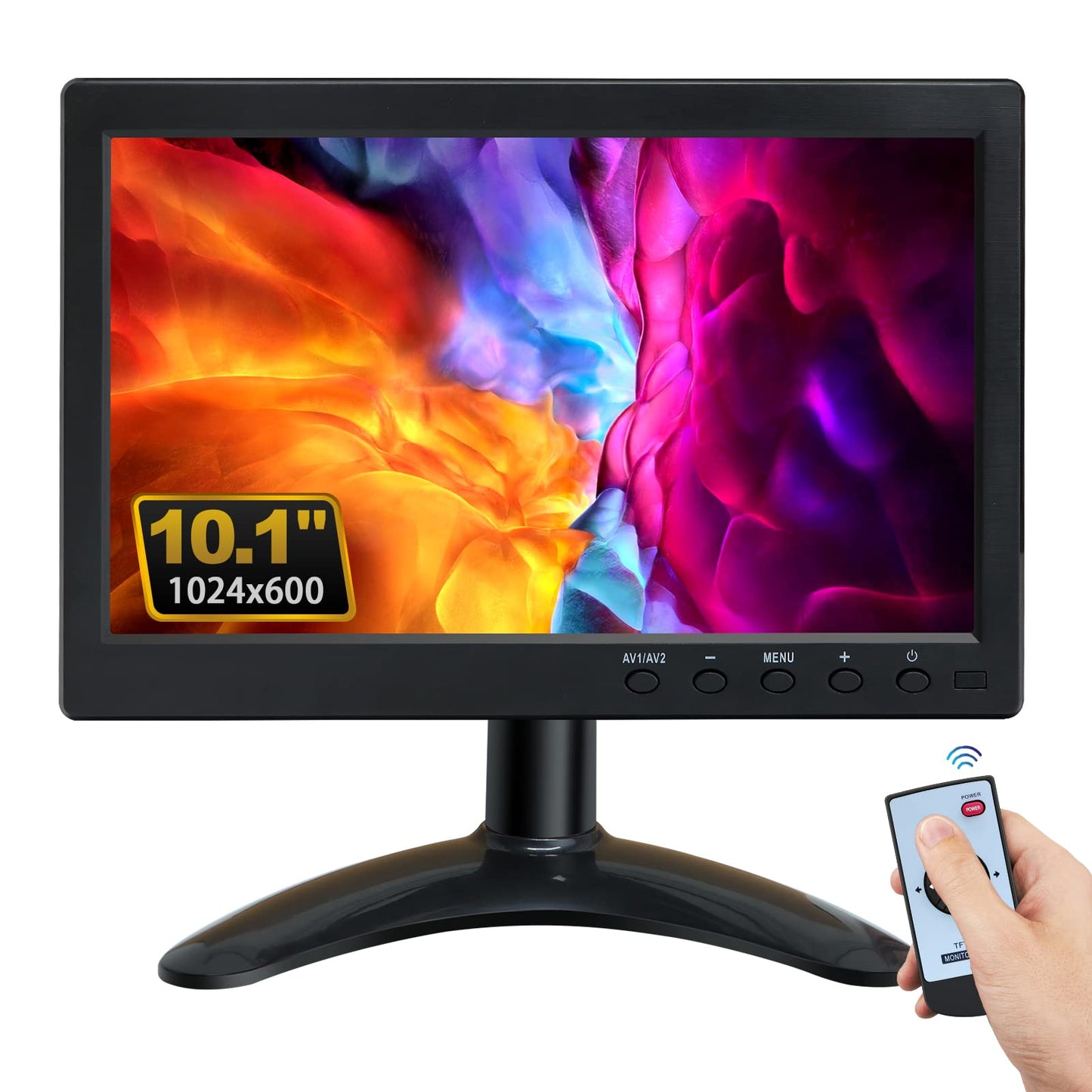 WHOLEV Security Monitor 10.1" FHD CCTV PC Monitor with VGA HDMI BNC AV USB Input Built-in Speaker 178 Wide Angle for Raspberry Pi Game Computer