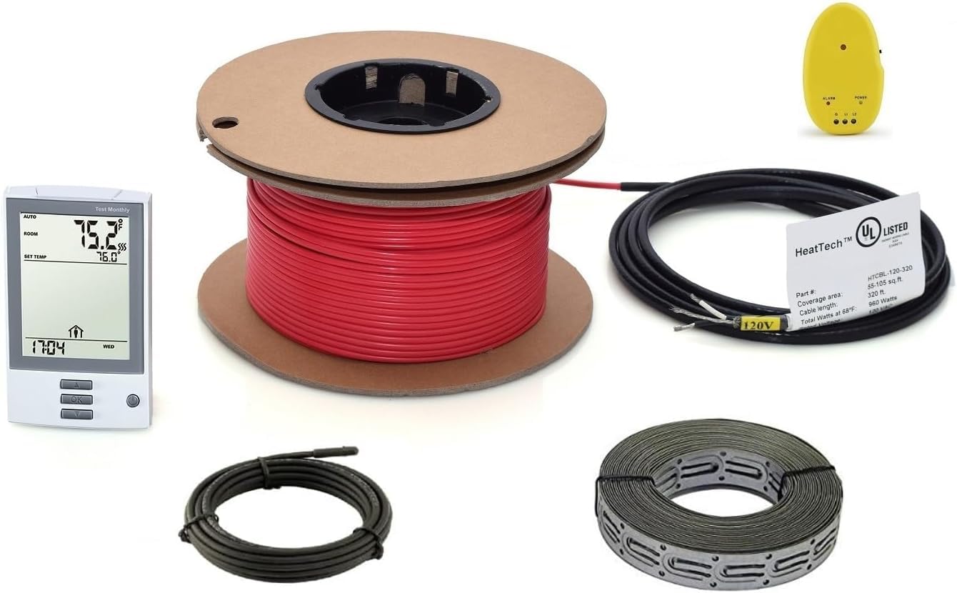 40 sqft 240V Electric Radiant Floor Heating Cable – Flexible in-Floor Heating Wire for Tile – Easy Install Electric Underfloor Heating System Cable – Safe & Energy-Efficient Heated Flooring Wire