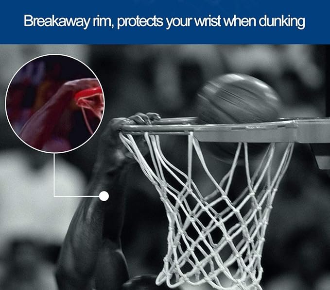 Professional 180º Heavy Duty Breakaway Basketball Rim，18 inch Single Spring Flex Rim Goal Replacement fit Indoor and Outdoor Backboard