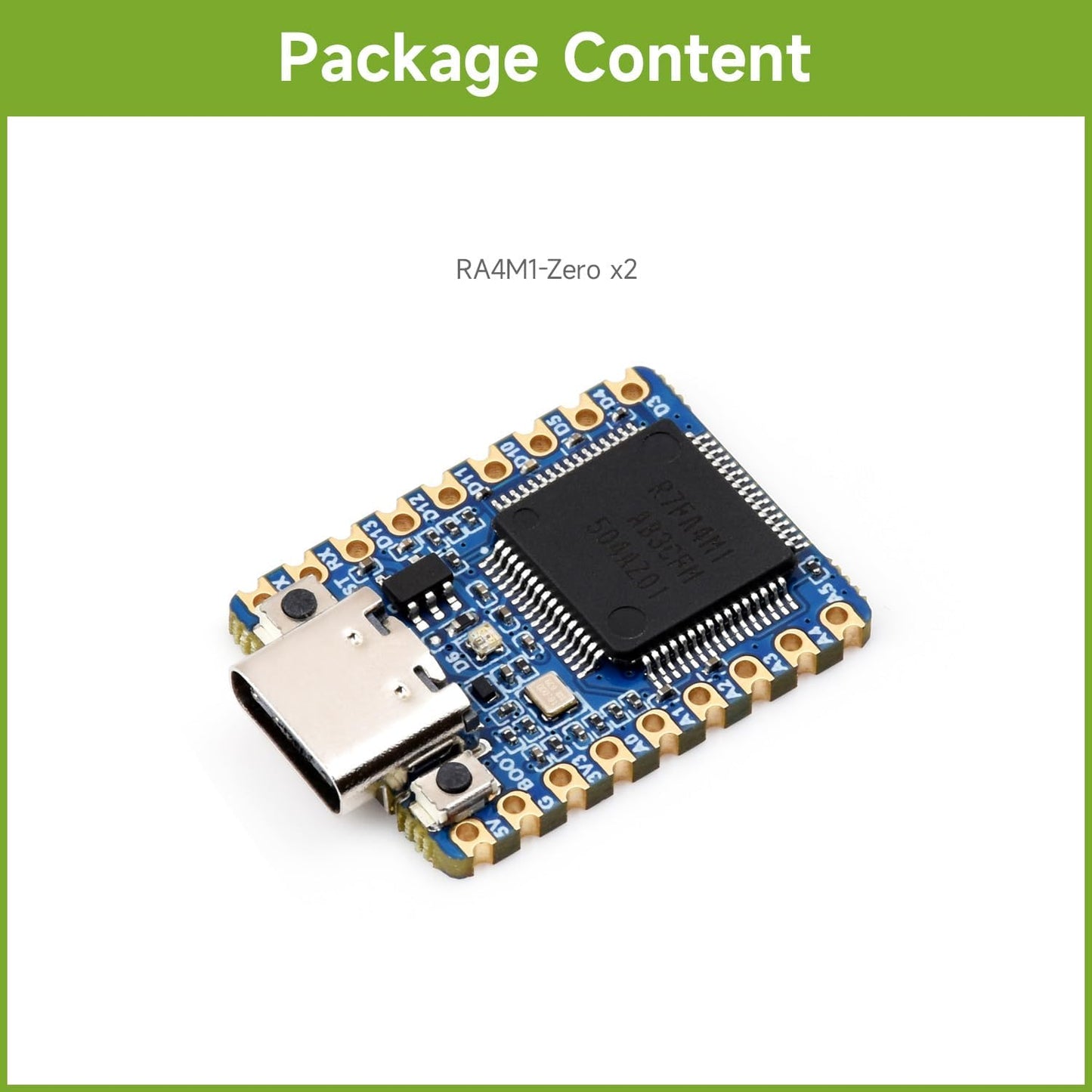 waveshare 2PCS RA4M1-Zero 32-Bit MCU-RA4M1, 48MHz Mini Development Board, Based on Operating Frequency, Built-in FPU