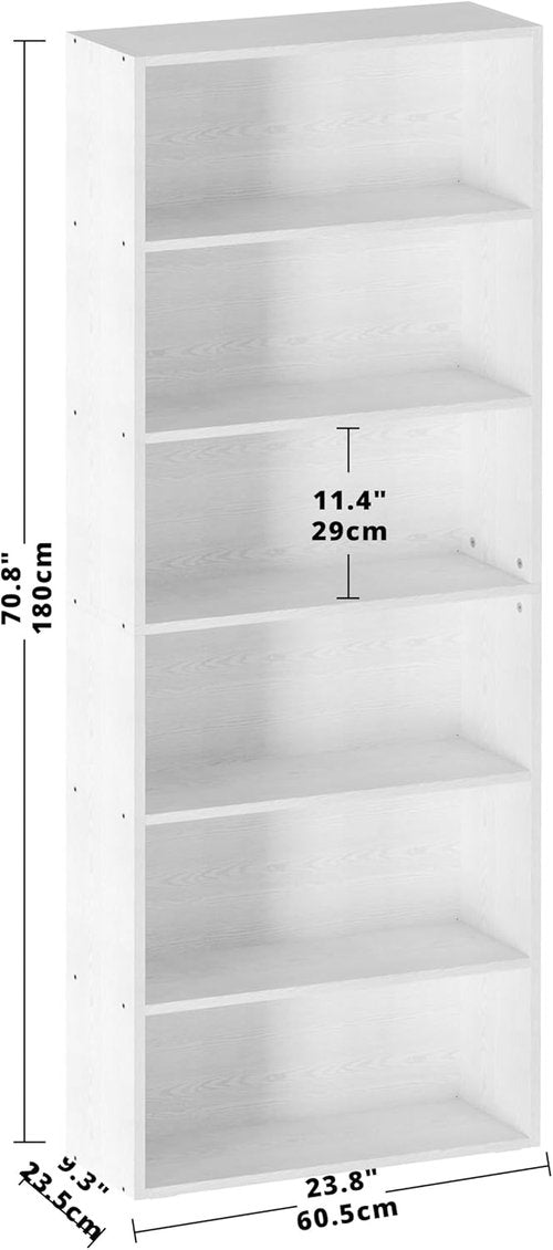 IRONCK 6-Tier Floor Standing Bookshelf - 70-Inch Tall Storage Shelves for Home Office & Living Room Decor