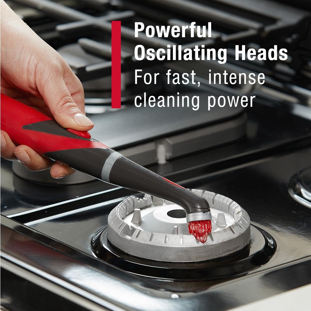 Rubbermaid Reveal Power Scrubber 5-Piece Kit, Cordless Electric Battery Powered Spin Scrub Brush, Water Resistant, for Home/Kitchen/Bathroom/Grout/Tile/Shower/Tub