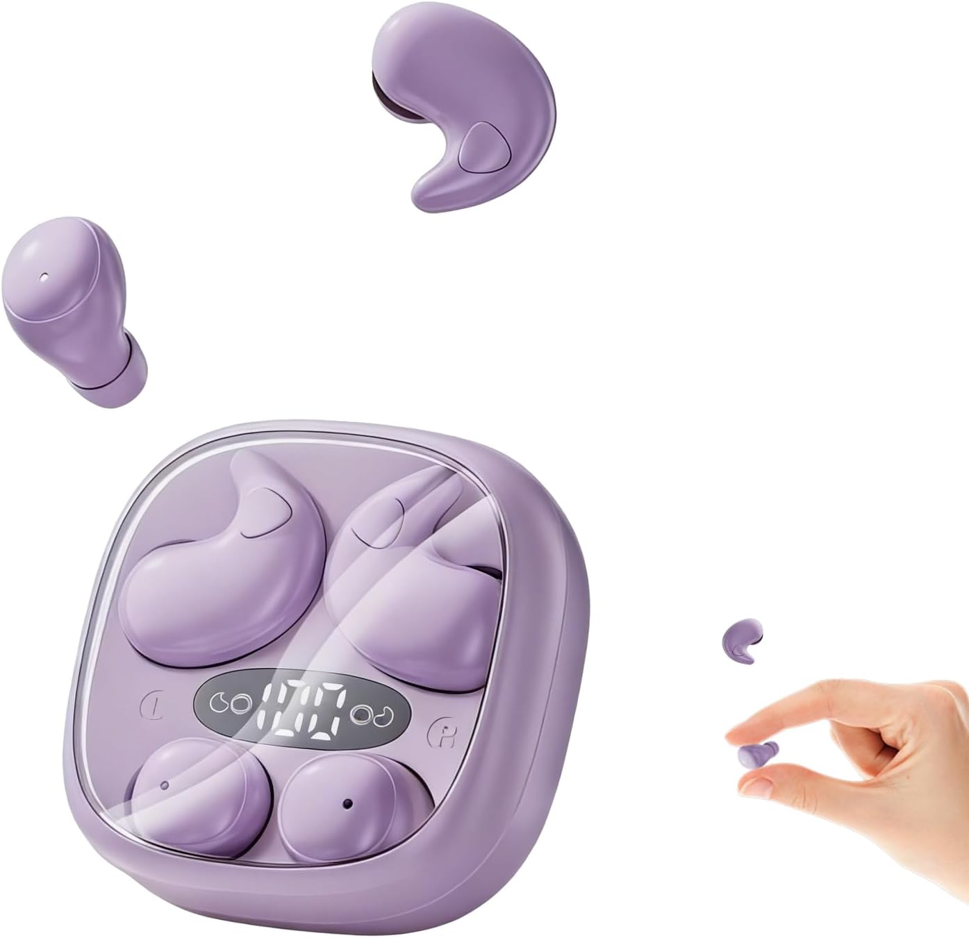 CUAUUO Flat Sleep Earbuds Mini Invisible Tiny Wireless Ear Buds, Wireless Hidden Small Sleeping Headphones for Side