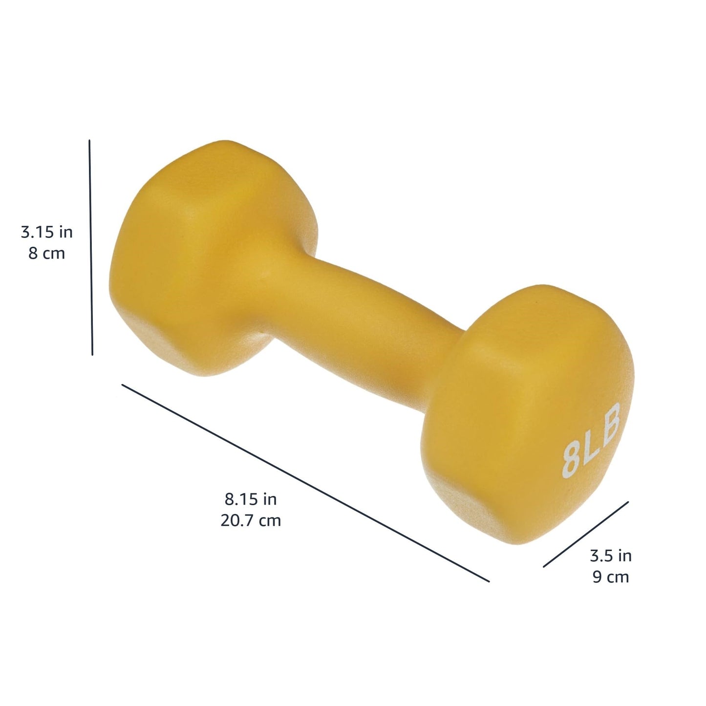 Amazon Basics Neoprene Dumbbell Hand Weights with Easy to Assemble Stand, 3 Pairs (3, 5, and 8 Pounds), Purple/Green/Yellow