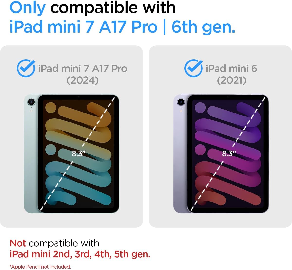 Spigen 7 A17 (2024), 8.3 Inch 7th/6th (2024/2021), for iPad mini Case Pro Nano Pop iPad mini Generation Case Black