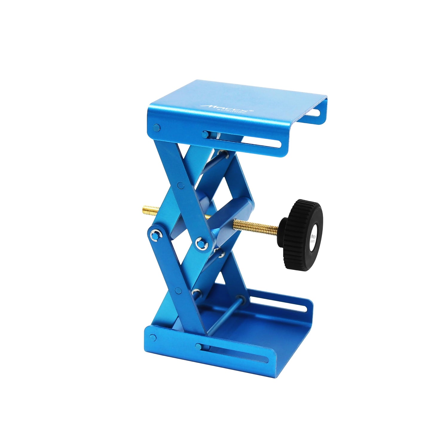 Maccx Lab Support Jack, Blue Color, Aluminum Table, Dim of Platform 3.15"x3", Max. Height up to 5.5", LSJ080-001