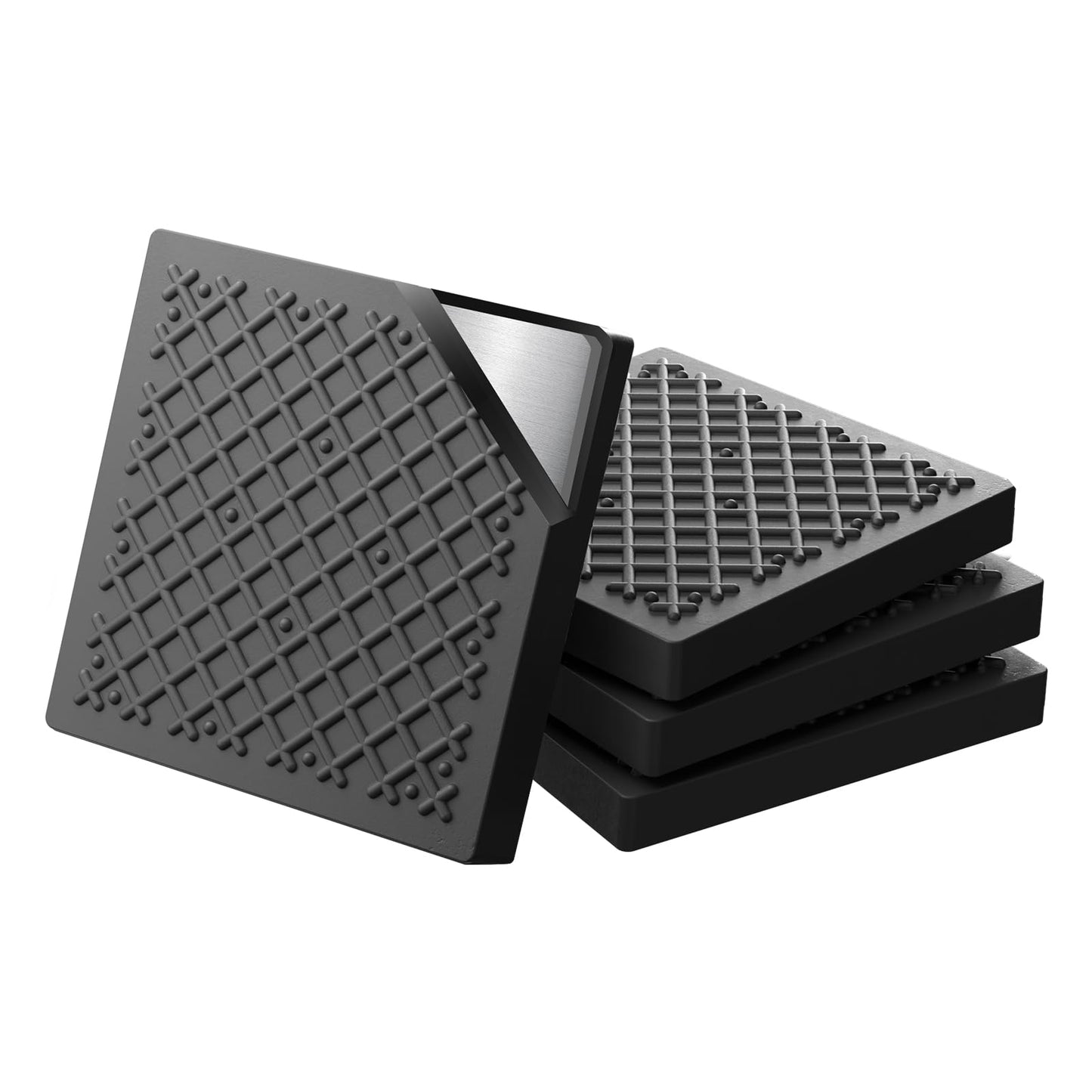 Exercise Equipment Mat 5.11x5.11x0.55in 4pcs, Heavy Duty Thick Steel Embedded Rubber Mat, Anti Slip/Noise Reduction/Vibration Resistance, Treadmills Equipment Pads, Used for Carpets, Wooden Floors