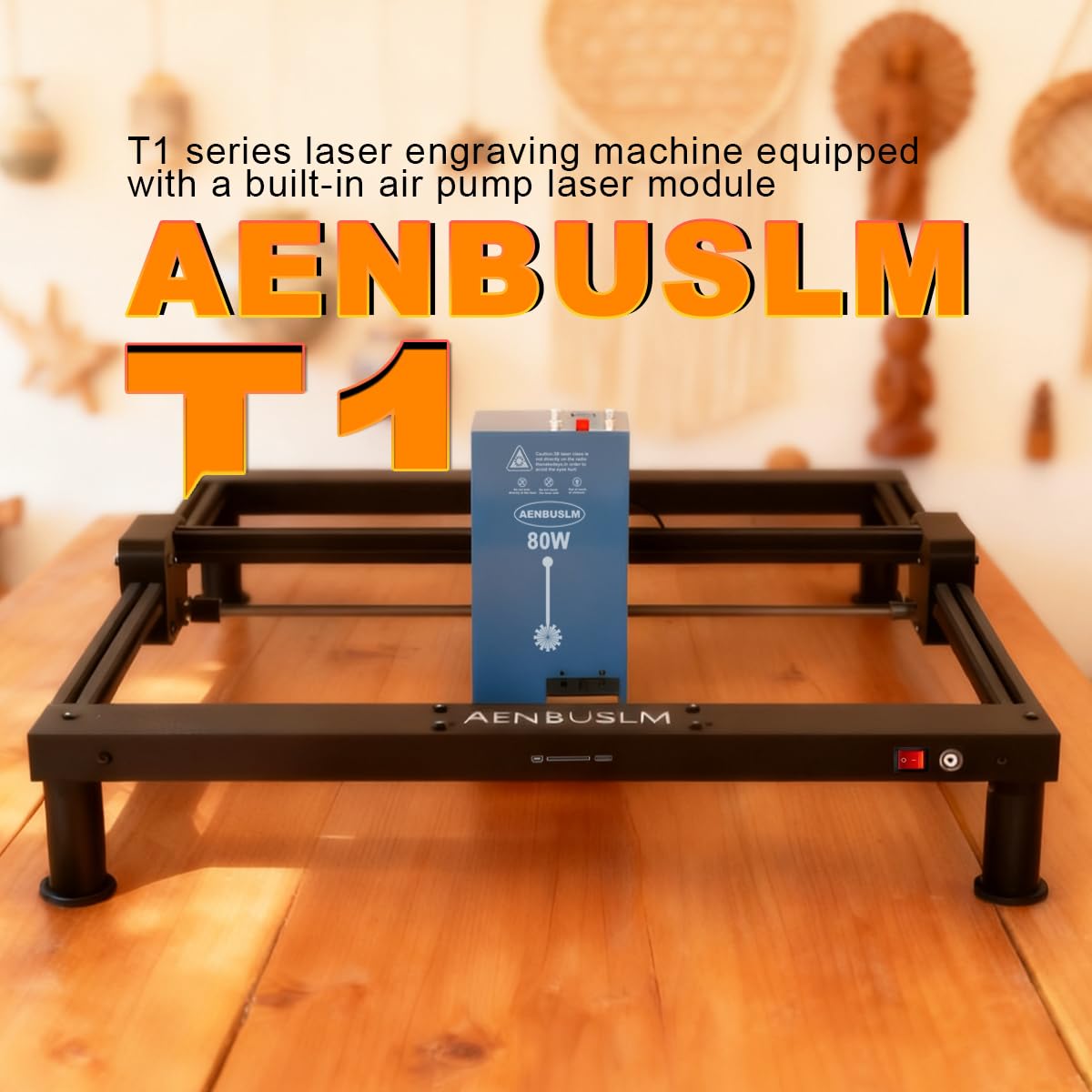 AENBUSLM T1 Laser Engraving Machine,80W Laser Module Built-in Air Pump 10W(10000mW) Output Power,Laser Cutting Engraving Tool Engraving Machine for Wood Metal Aluminum Glass Leather (T1-80W-NZB)