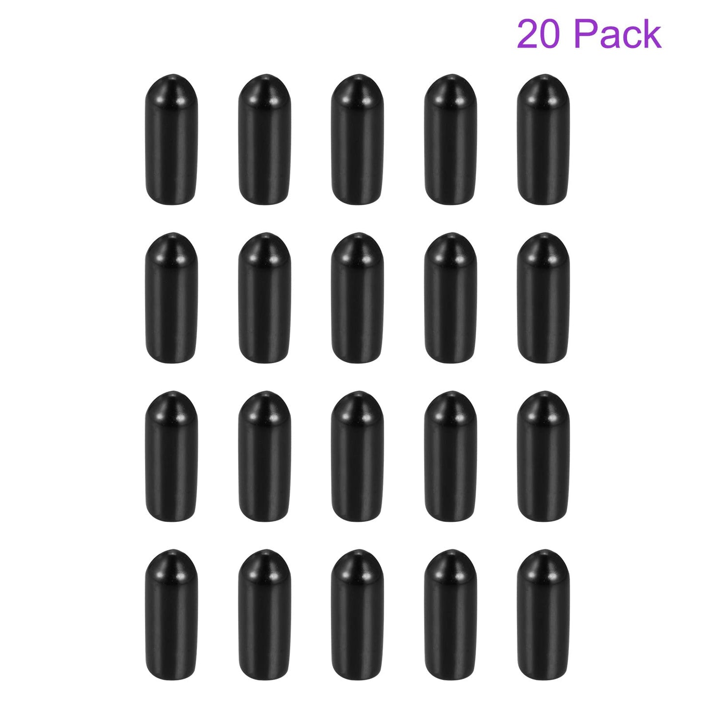 DMiotech 20 Pack 3/16" ID Black Screw Thread Protectors Rubber End Caps Bolt Covers for Screw Bolt Furniture Pipe